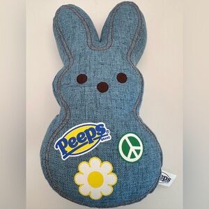 Peeps Bunny Plush Stuffed Animal | Blue Denim | Peace Sign flower